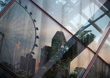 Singapore Flyer Reflected in Glass