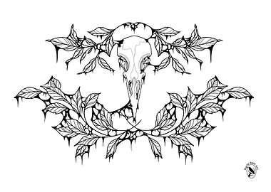 Bird Skull with Foliage Ornament