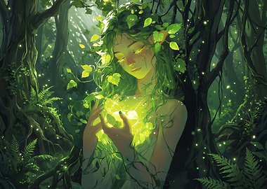 Enchanted Forest Elf with Glowing Light
