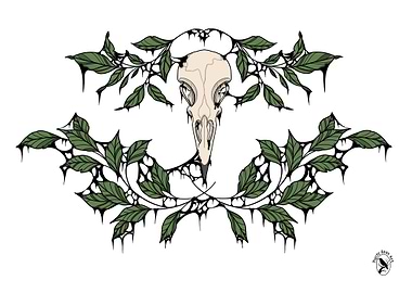 Bird Skull with Foliage Ornament