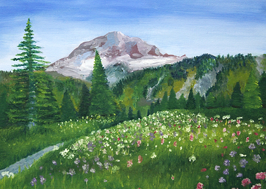 Mountain Meadow Landscape Painting
