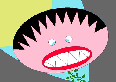 Cartoon Monster Face Digital Illustration