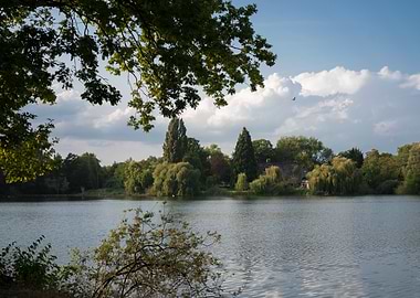 Idyllic German Lake with traditional House