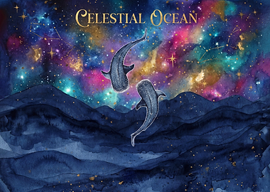 Celestial Ocean Whale Art