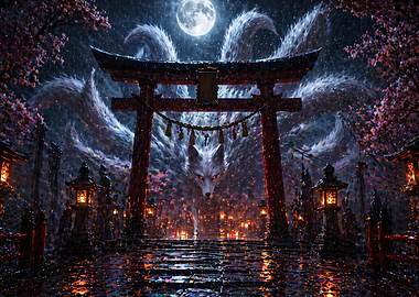 Nine-Tailed Fox at Torii Gate