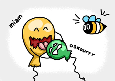 Funny Cartoon Balloon Eating Another Balloon