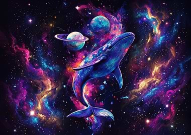 Cosmic Whale Swimming in Nebula