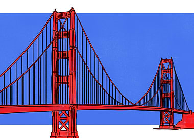 Minimalist Golden Gate Bridge Illustration