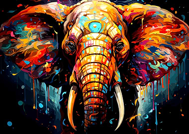 Colorful Abstract Elephant Portrait