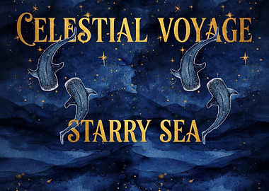 Celestial Voyage Starry Sea Whale Art
