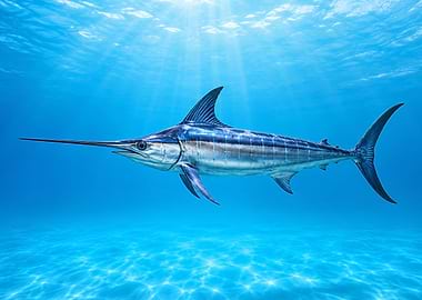 Majestic Blue Marlin Underwater