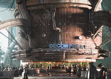 Futuristic Decompress Bar in Industrial Setting