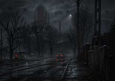 Eerie Alien Invasion Over Suburban Street