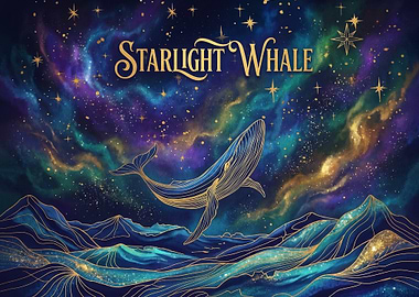 Starlight Whale Cosmic Fantasy Art