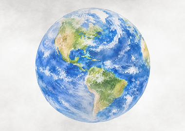 Watercolor Earth Globe Illustration