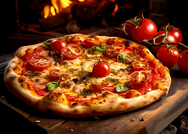 Fresh Wood-Fired Tomato Basil Pizza