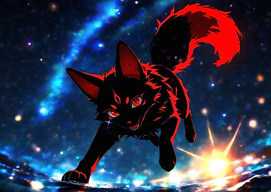 Black and Red Cosmic Fox