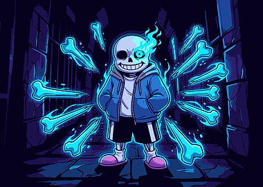 Sans Undertale Glowing Blue Magic