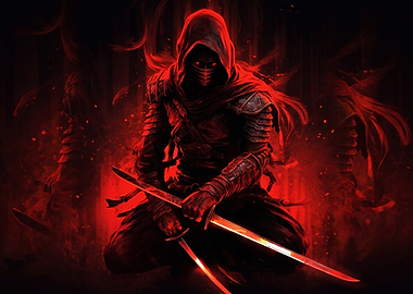Red Hooded Ninja Warrior