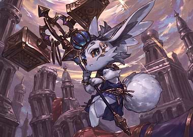 Fantasy Fox Mage with Magical Staff
