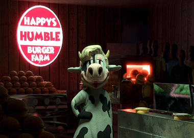 Happy's Humble Burger Farm Mascot