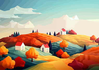 Autumn Landscape with Houses