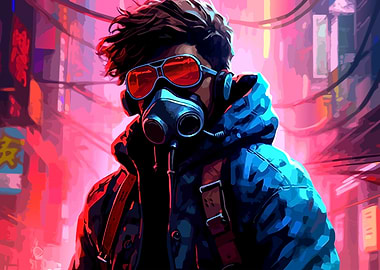 Cyberpunk Character in Neon City