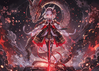 Anime Warrior Girl with Dragon Spirit