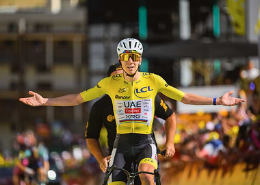 Tadej Pogačar Celebrating Tour de France Victory