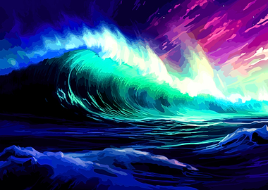 Neon Wave Under Cosmic Sky