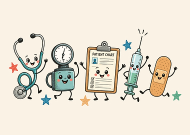 Cute Medical Characters Healthcare Wall Art