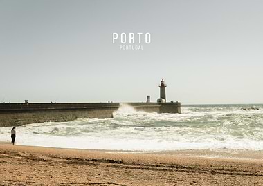 Porto Portugal Lighthouse Beach Scene