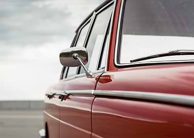 Close-up of a vintage red car