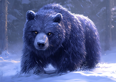 Majestic Bear in Snowy Forest