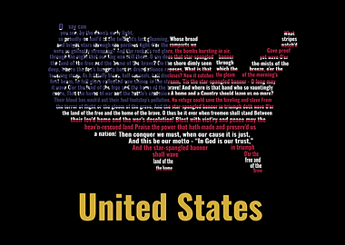 United States Map Text Art