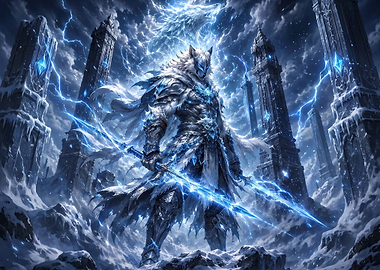 Frost Wolf Warrior with Lightning Blade
