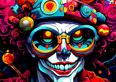 Psychedelic Joker Portrait Digital Art