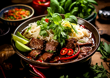 Spicy Beef Pho Noodle Soup
