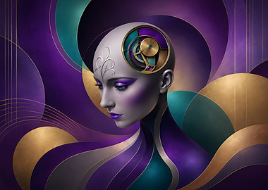Art Deco Cybernetic Woman Portrait
