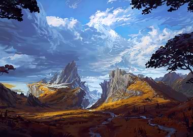 Majestic Mountain Valley Landscape
