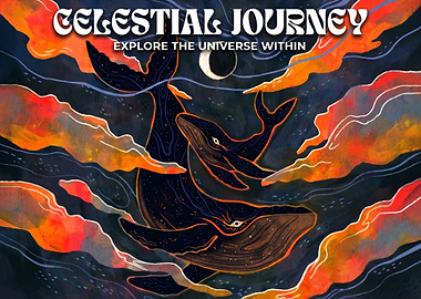 Celestial Journey Whale Art Print