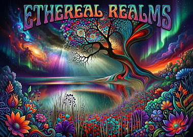 Ethereal Realms Psychedelic Landscape Art