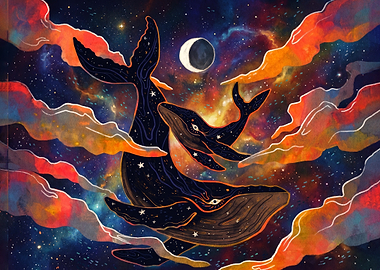 Cosmic Whales in Nebula Space