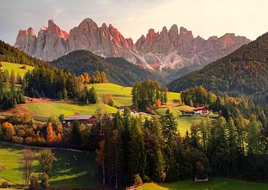 Dolomites Mountain Landscape at Sunset