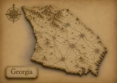Georgia Vintage 3D Map