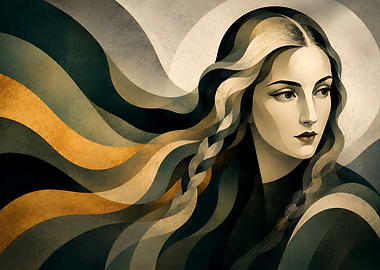 Ethereal Woman with Flowing Braided Hair