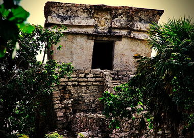 Ancient Mayan Descending God Temple Ruins in Tulum