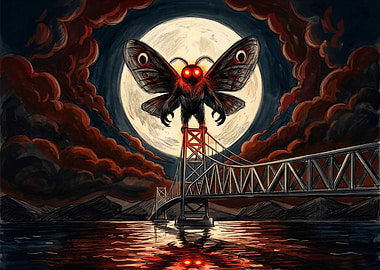 Mothman Perched on Bridge