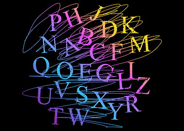Colorful Alphabet Letters on Scribble Background