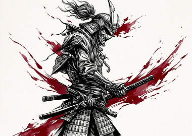 Intense Samurai Warrior with Katana